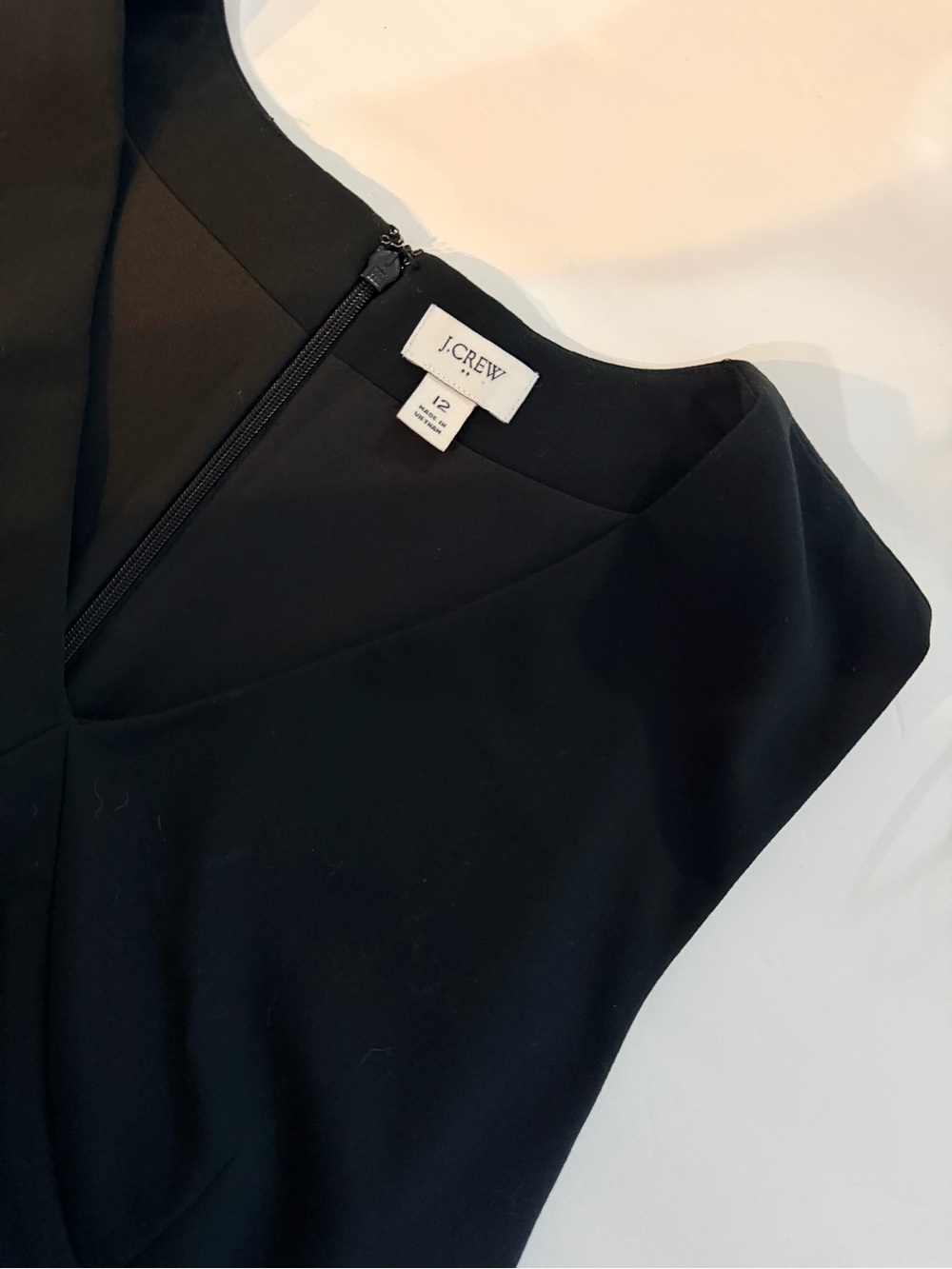 J.Crew Sleeveless V-Neck Shift Dress Black Size 12 CC318 Business Casual Capsule